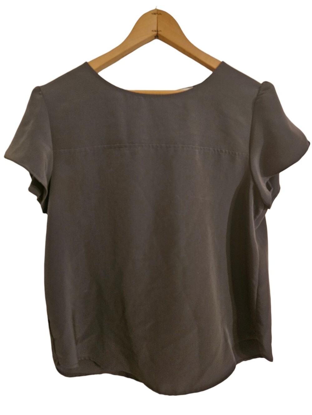 LOFT Flutter Sleeve Top Charcoal Sz M